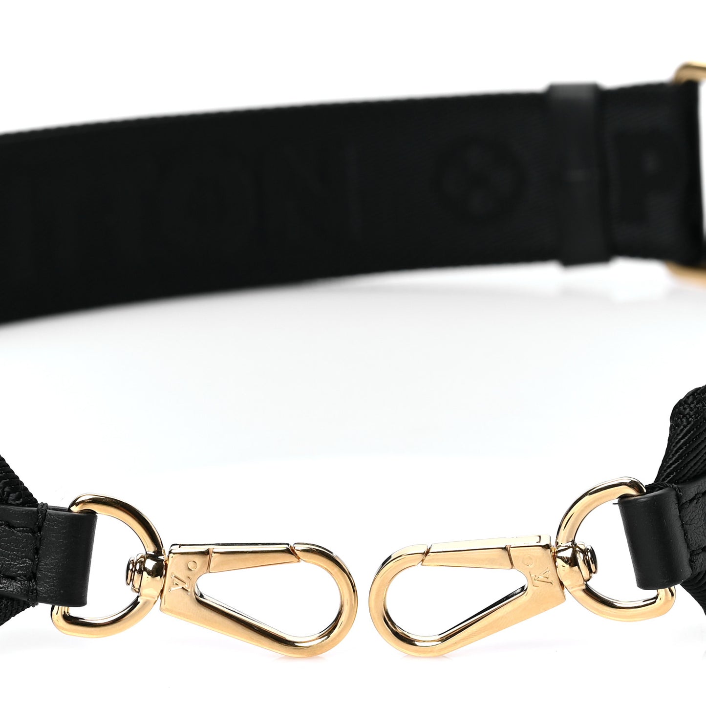 Nylon Calfskin Bubblegram Wallet Strap Black