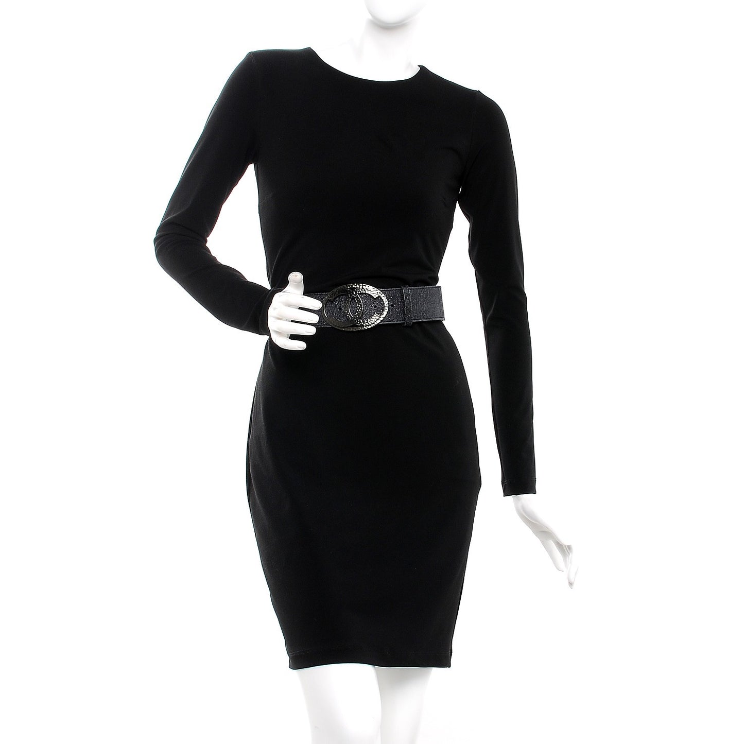 Metallic Crackled Calfskin CC Belt 95 38 Black