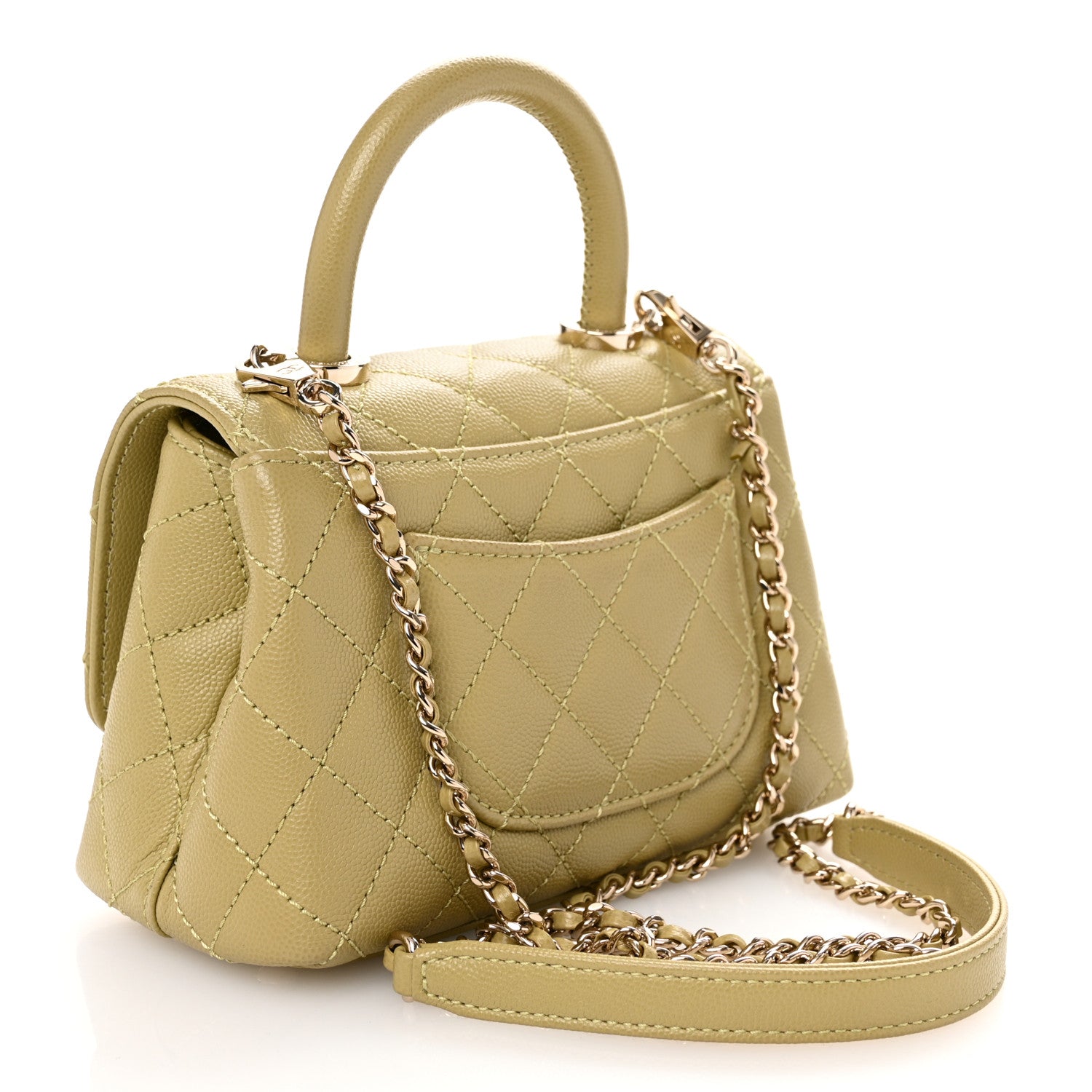 Chanel Caviar Quilted Extra Mini Coco Handle Flap Light Green 3 of 10