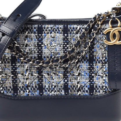 Chanel Tweed Calfskin Small Gabrielle Hobo Blue 11 of 12