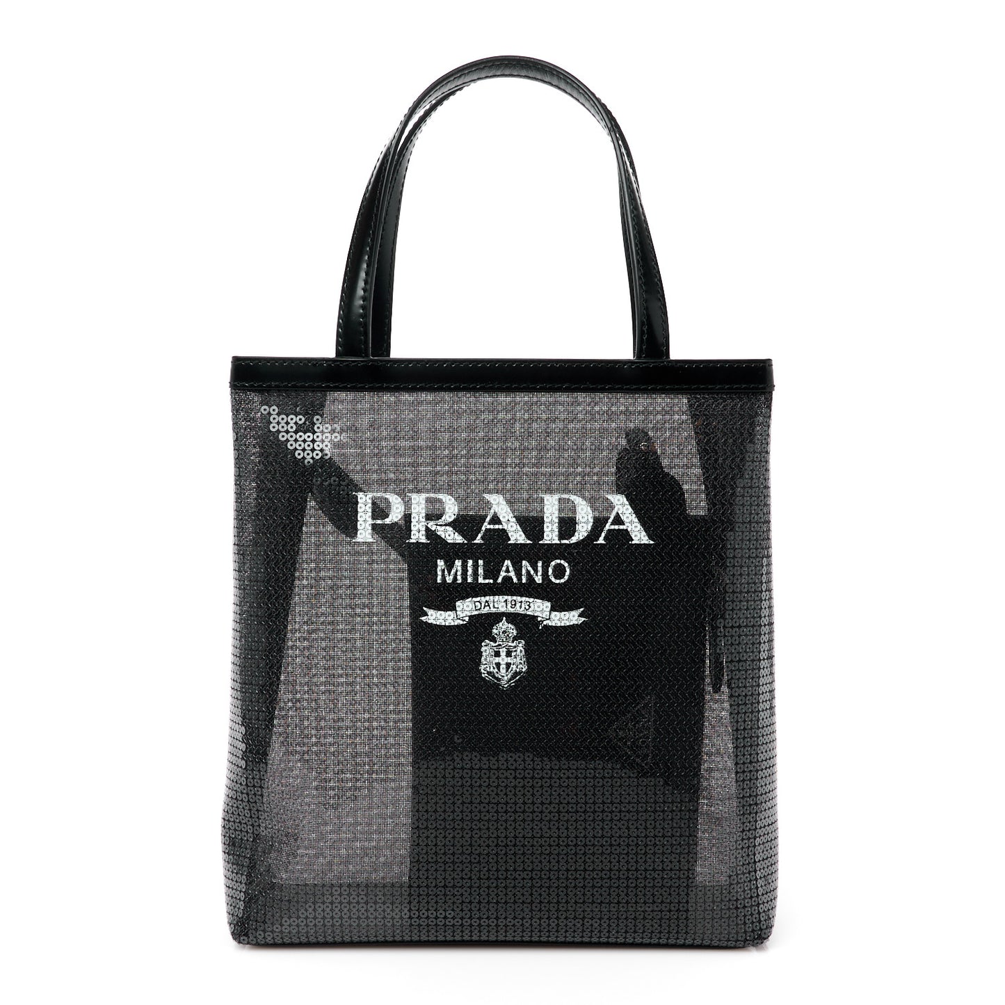 Sequin Rete Paillettes Small Tote Bag Black