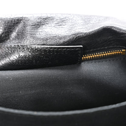 Balenciaga Agneau Giant 12 Gold Hardware Envelope Strap Clutch Black 7 of 10