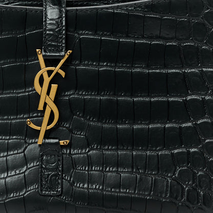 Saint Laurent Calfskin Crocodile Embossed Le 5 A 7 Hobo Black 8 of 11