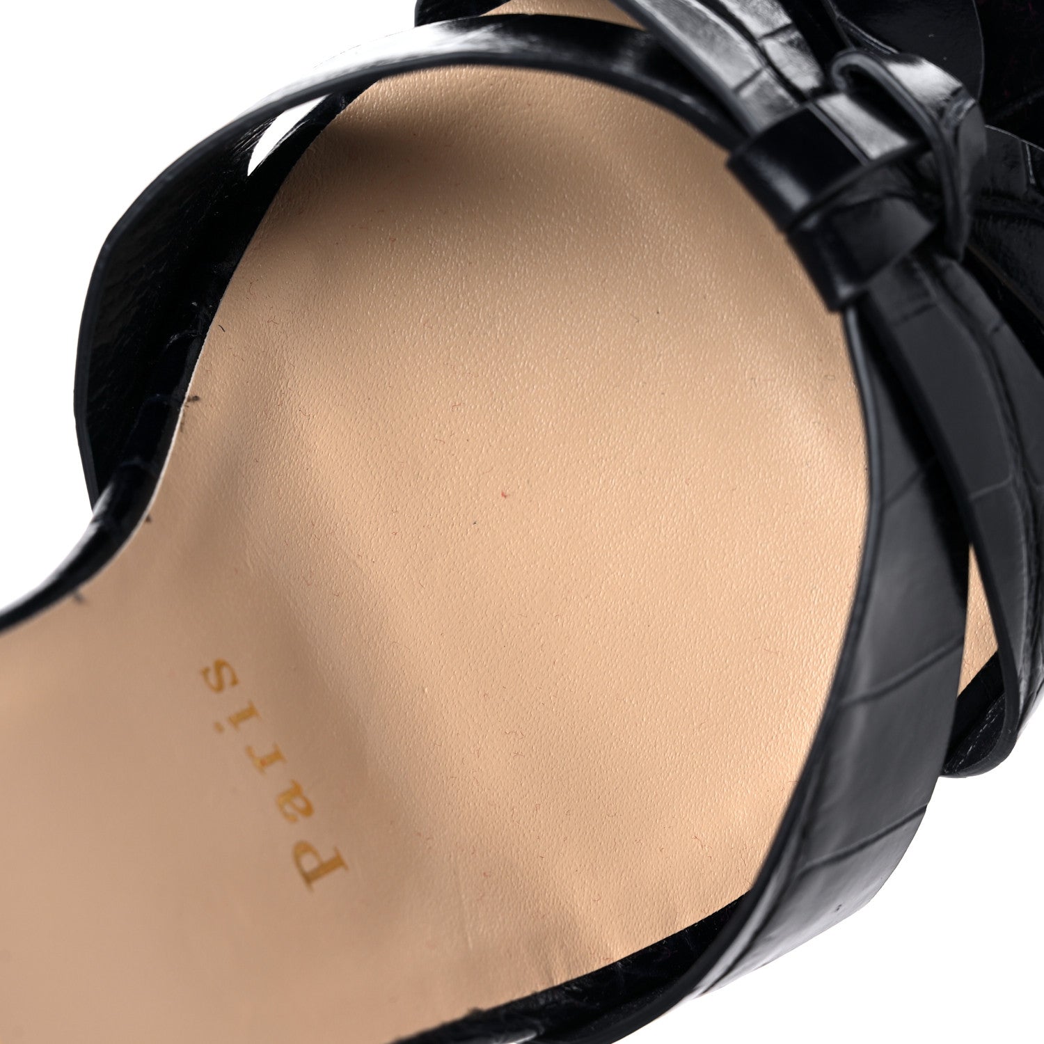 Christian Louboutin Calfskin Crocodile Embossed New Trezuma Sandals 36.5 Black 10 of 11