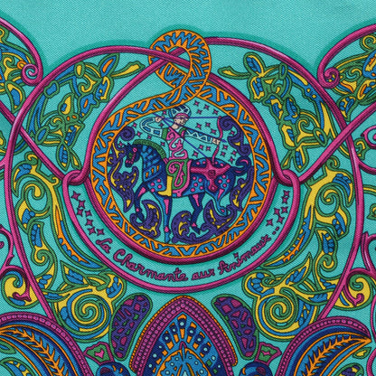 Hermes Silk La Charmante Aux Animaux Pocket Square 3 of 7