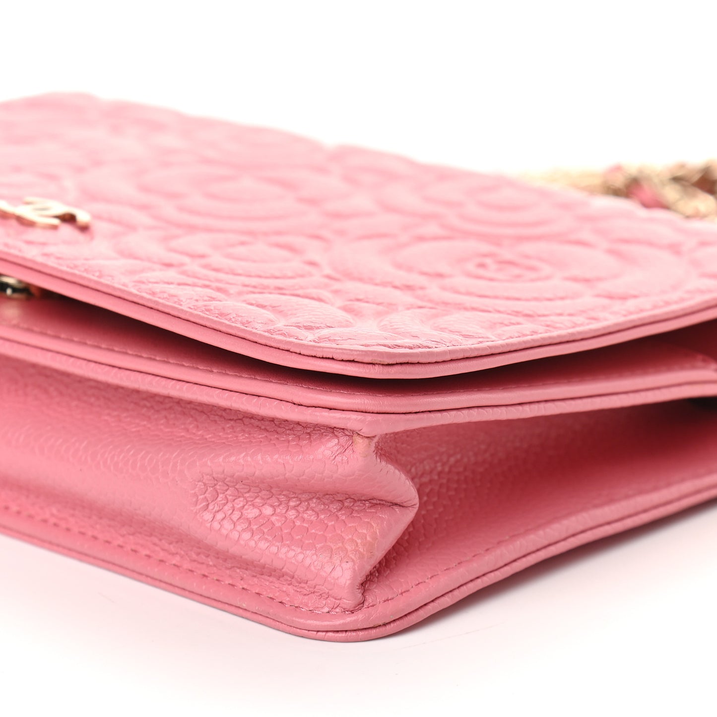 Caviar Camellia Embossed Wallet On Chain WOC Pink