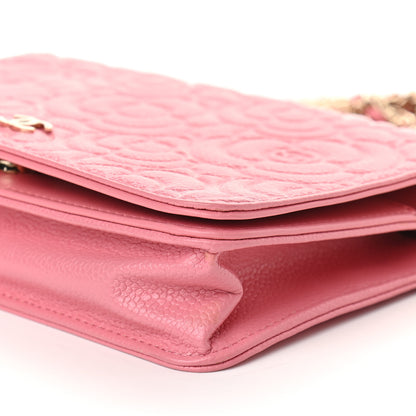 Chanel Caviar Camellia Embossed Wallet On Chain WOC Pink 9 of 9