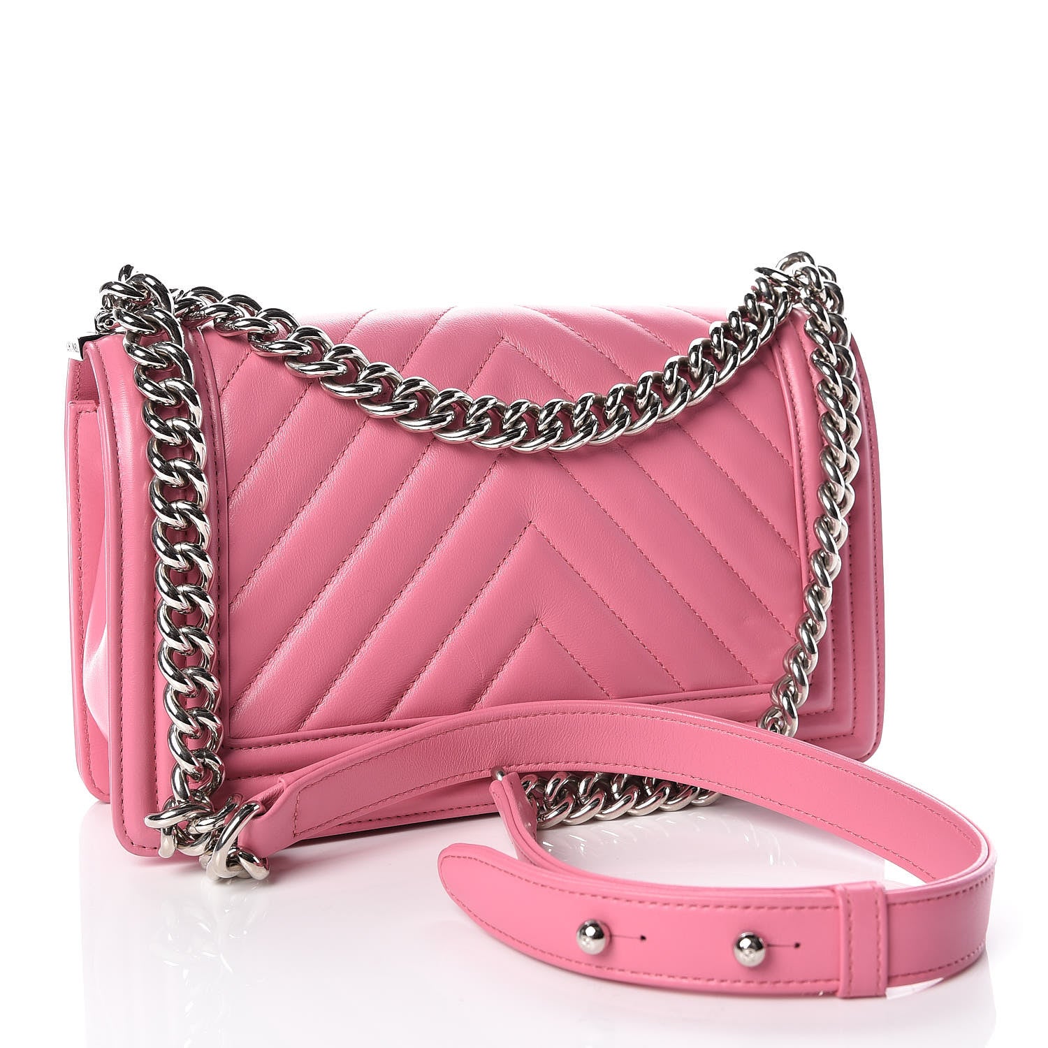 Chanel Lambskin Chevron Quilted Medium Boy Flap Pink 4 of 10