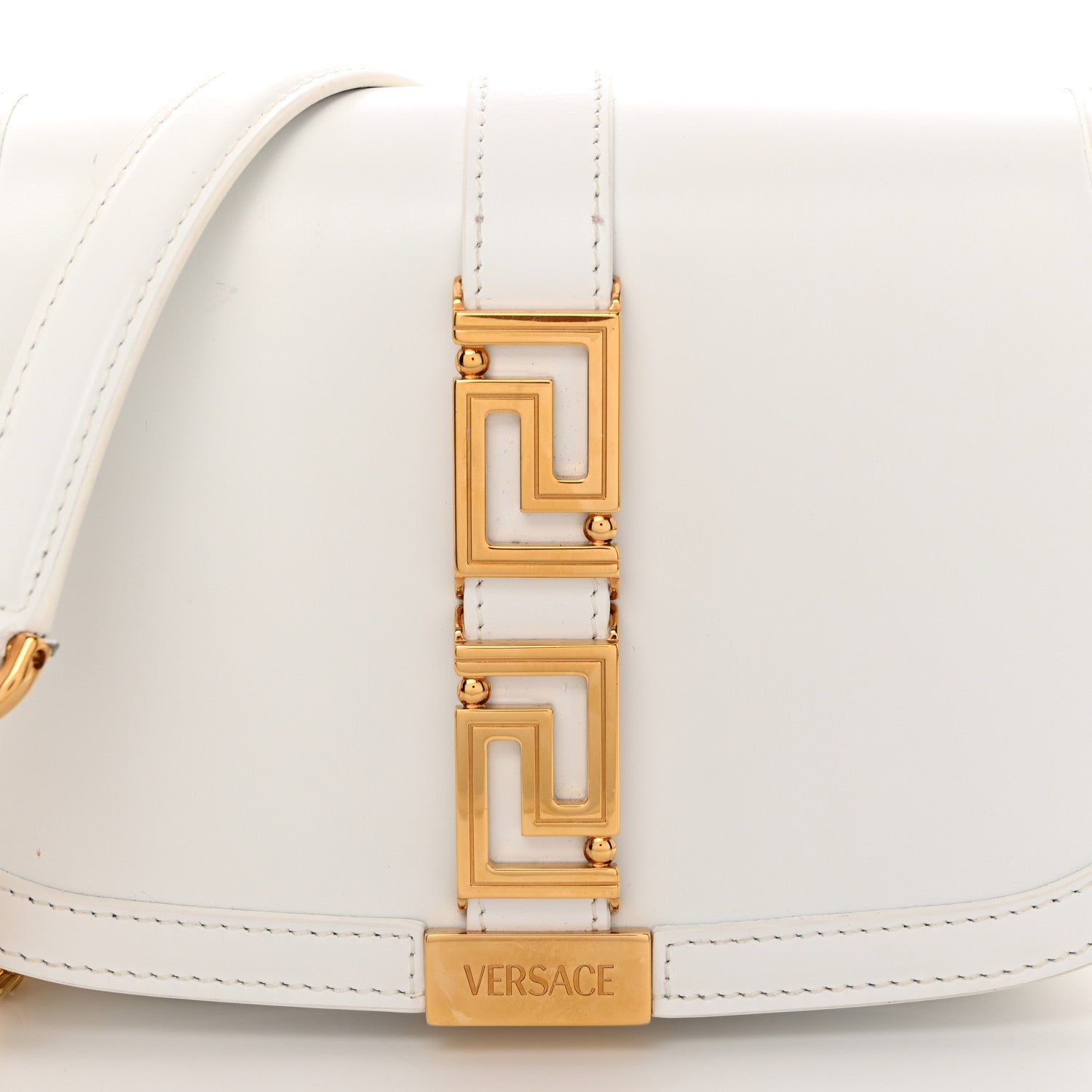 Versace Calfskin Medium Greca Goddess Shoulder Bag White 9 of 12