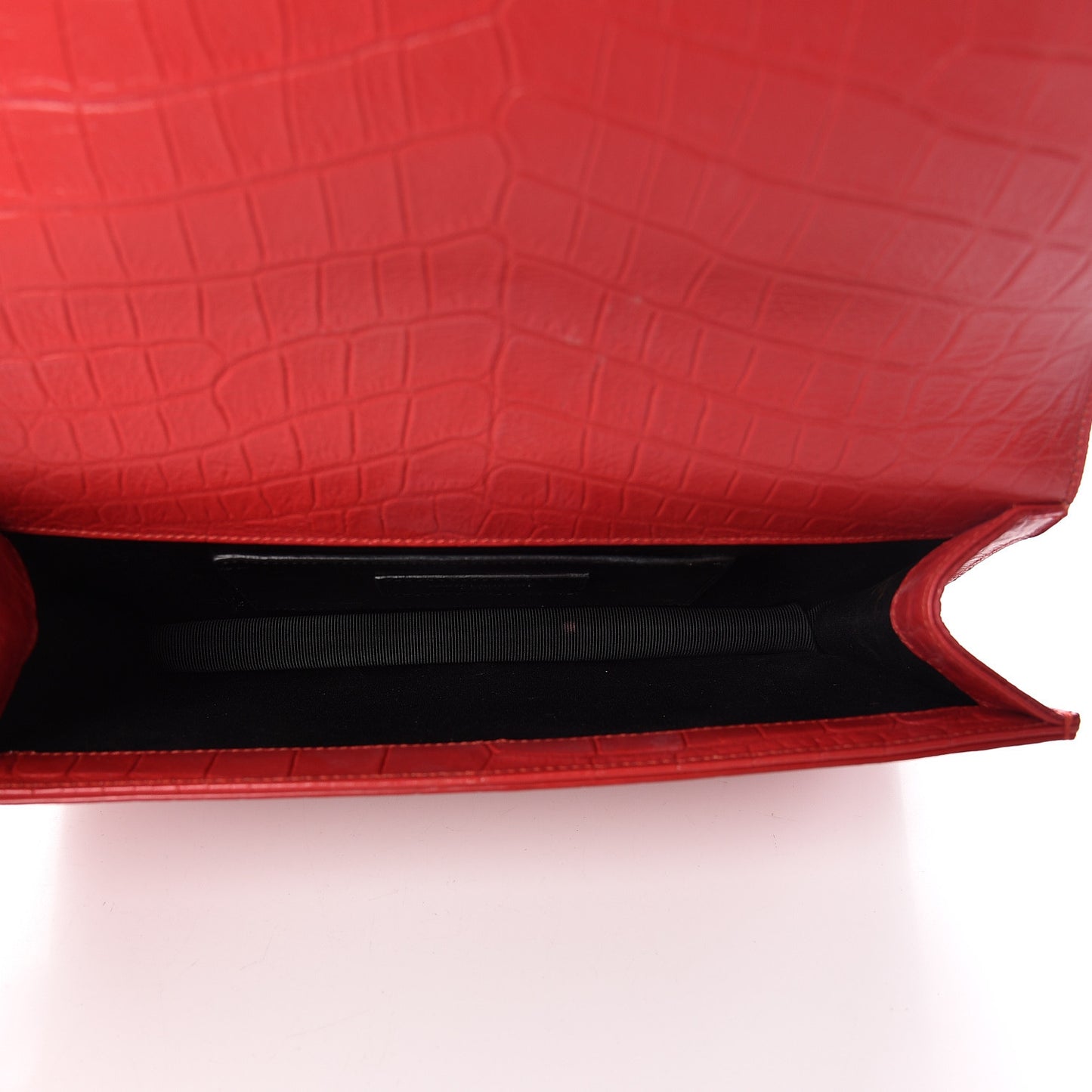 Calfskin Crocodile Embossed Classic Kate Monogram Clutch Red
