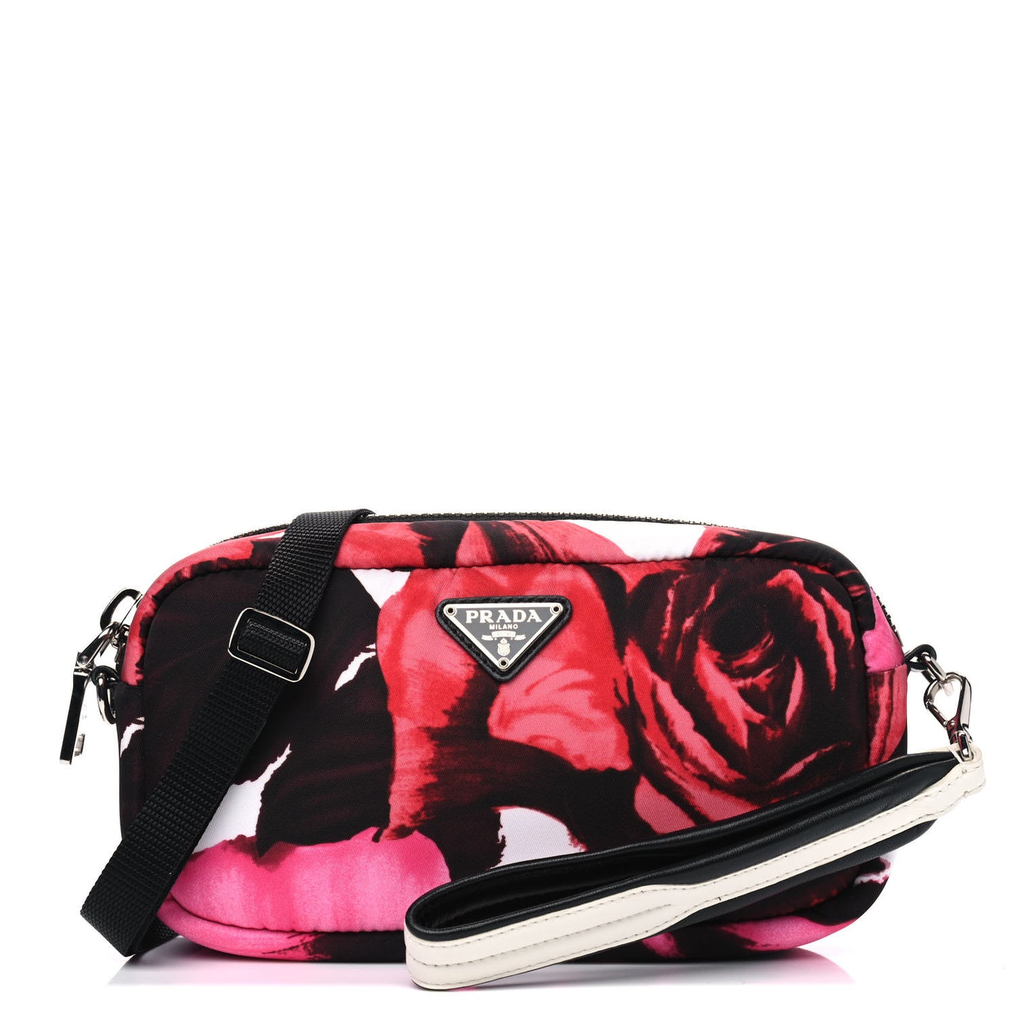 Tessuto Soft Nylon Small Roses Print Convertible Crossbody Wristlet Pink