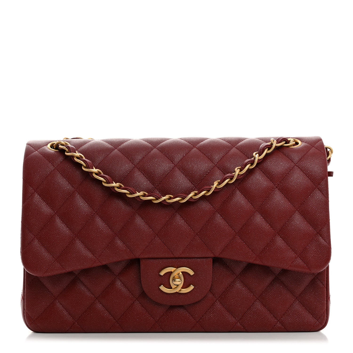 Chanel Iridescent Caviar Quilted Jumbo Double Flap Burgundy 1 of 10