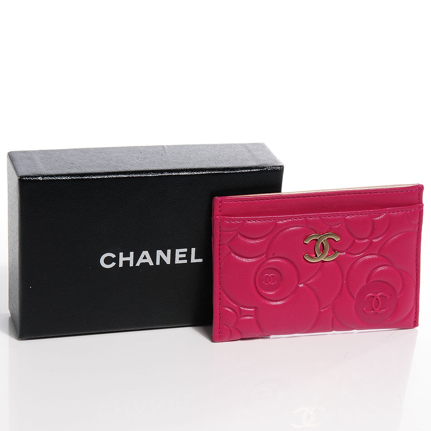 Chanel Lambskin Camellia Card Holder Fuchsia 5 of 9