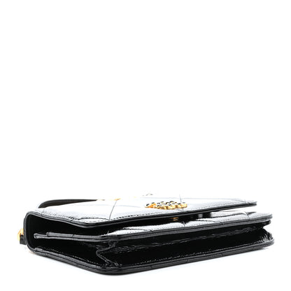 Chanel Shiny Crumpled Calfskin Quilted Chanel 19 Wallet On Chain WOC Black 4 of 14