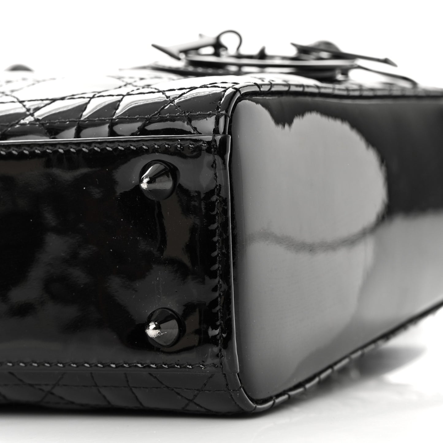 Ultraglossy Patent Cannage Small Lady Dior Black