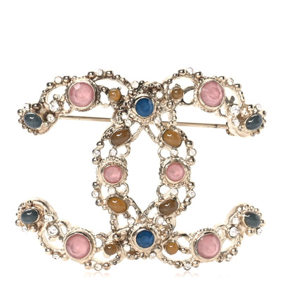 Chanel Crystal CC Brooch Gold Multicolor 1 of 4