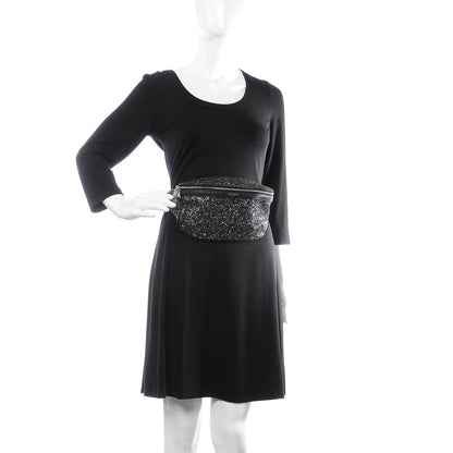 Saint Laurent Lambskin Glitter Belt Bag Metallic Black 2 of 8