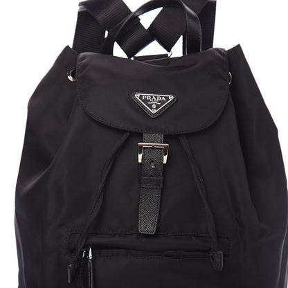 Prada Nylon Vela Saffiano Medium Cinch Backpack Black 8 of 9