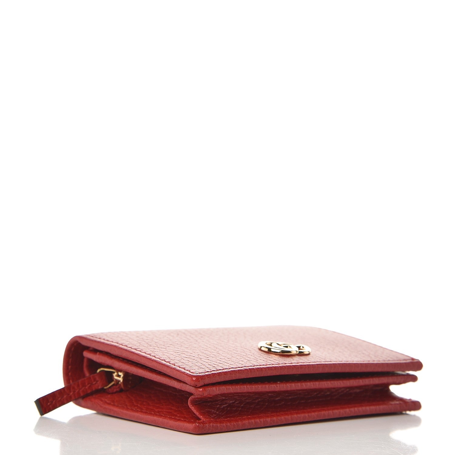 Gucci Pebbled Calfskin GG Marmont Card Case Hibiscus Red 4 of 8