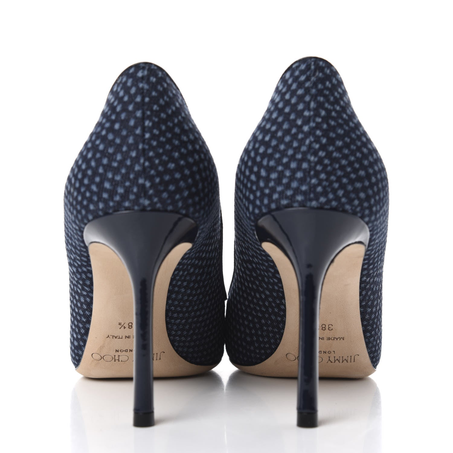Jimmy Choo Denim Python Printed Pointy Toe Romy 85 Pumps 38.5 Navy 7 of 11