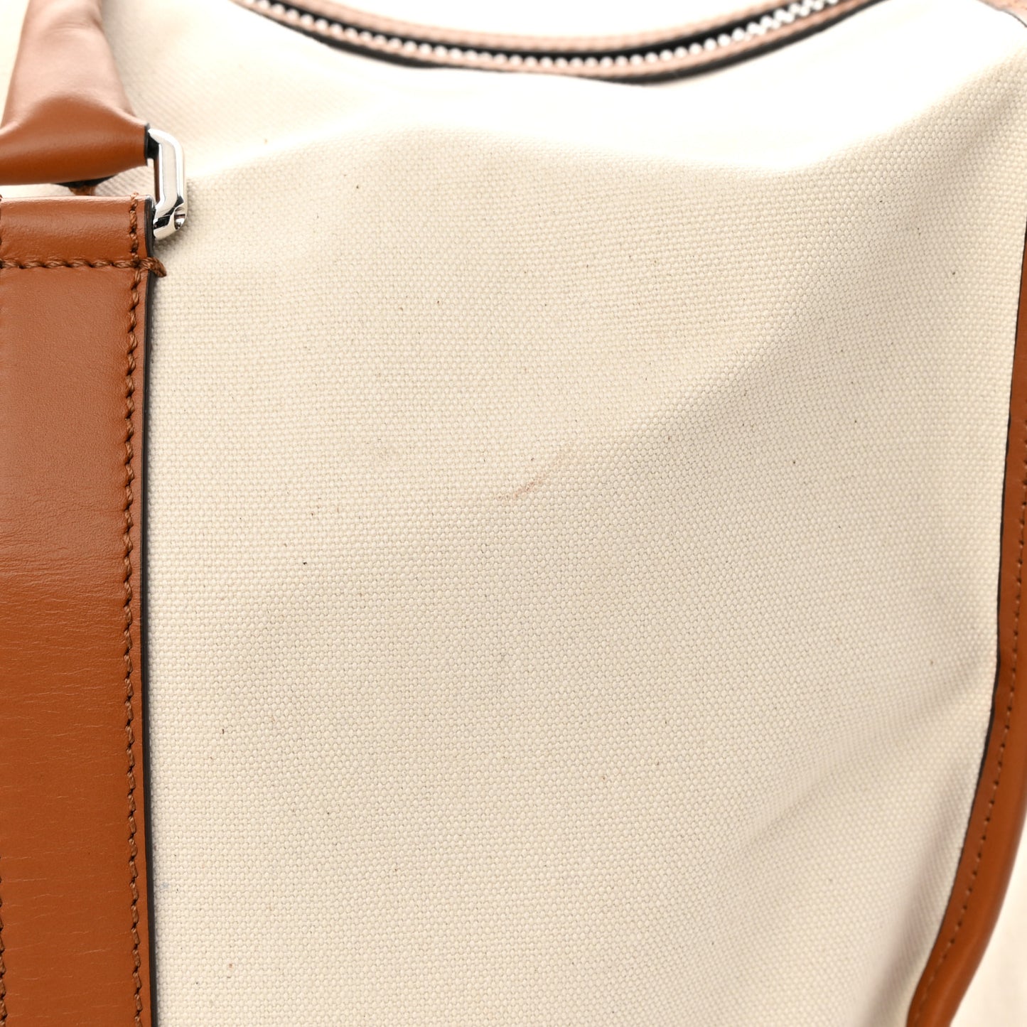 Canvas Logo Embroidered Duffle Bag Grezzo Cuoio