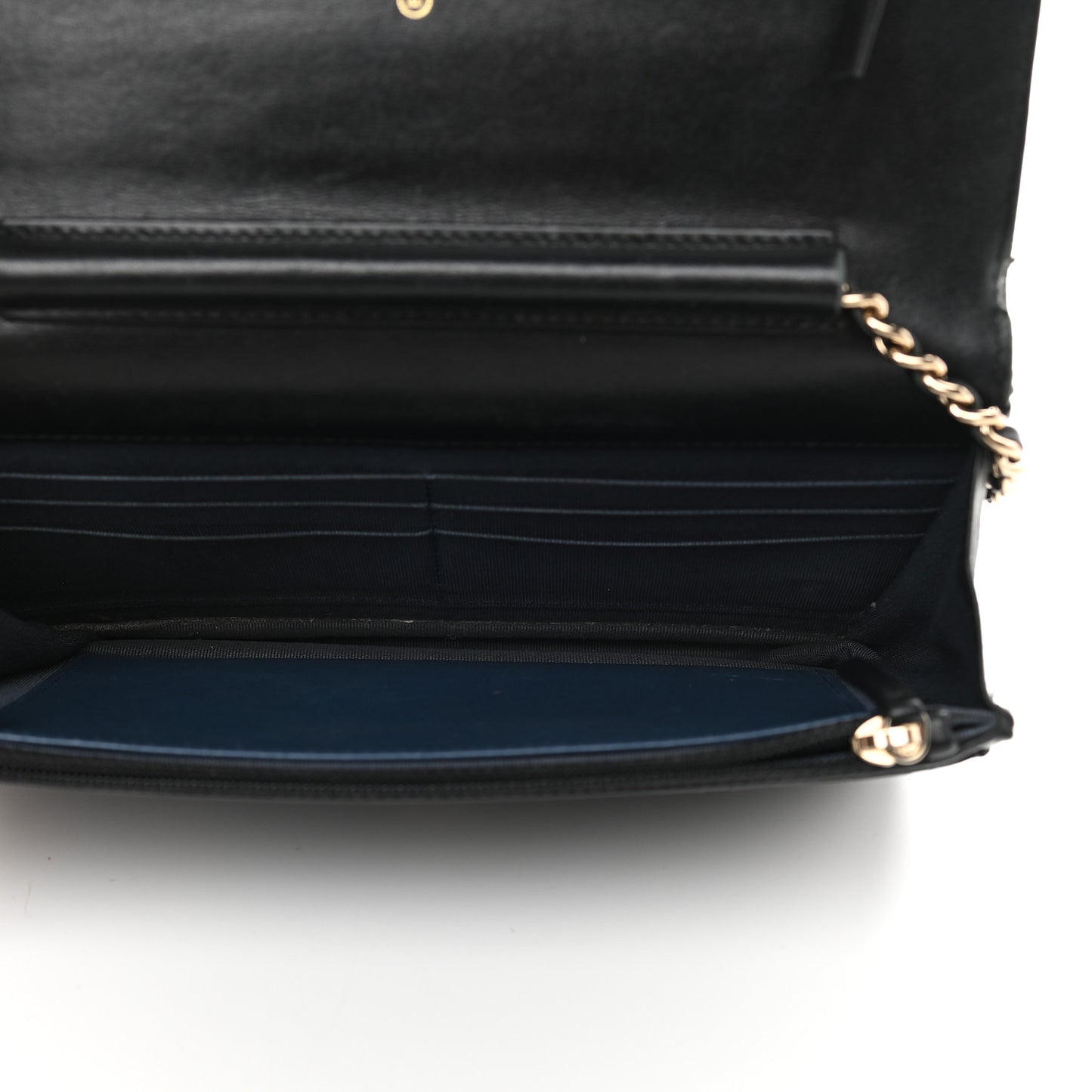 Patent Quilted Wallet On Chain WOC Black