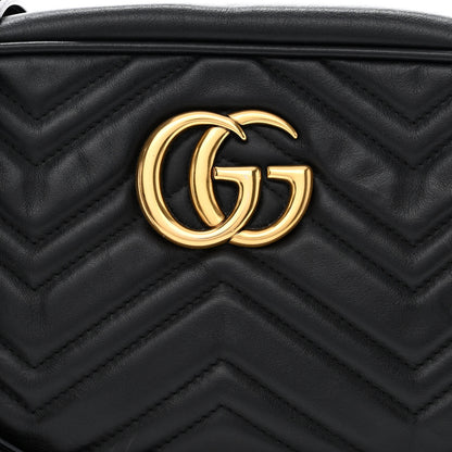 Gucci Calfskin Matelasse Small GG Marmont Chain Shoulder Bag Black 8 of 10