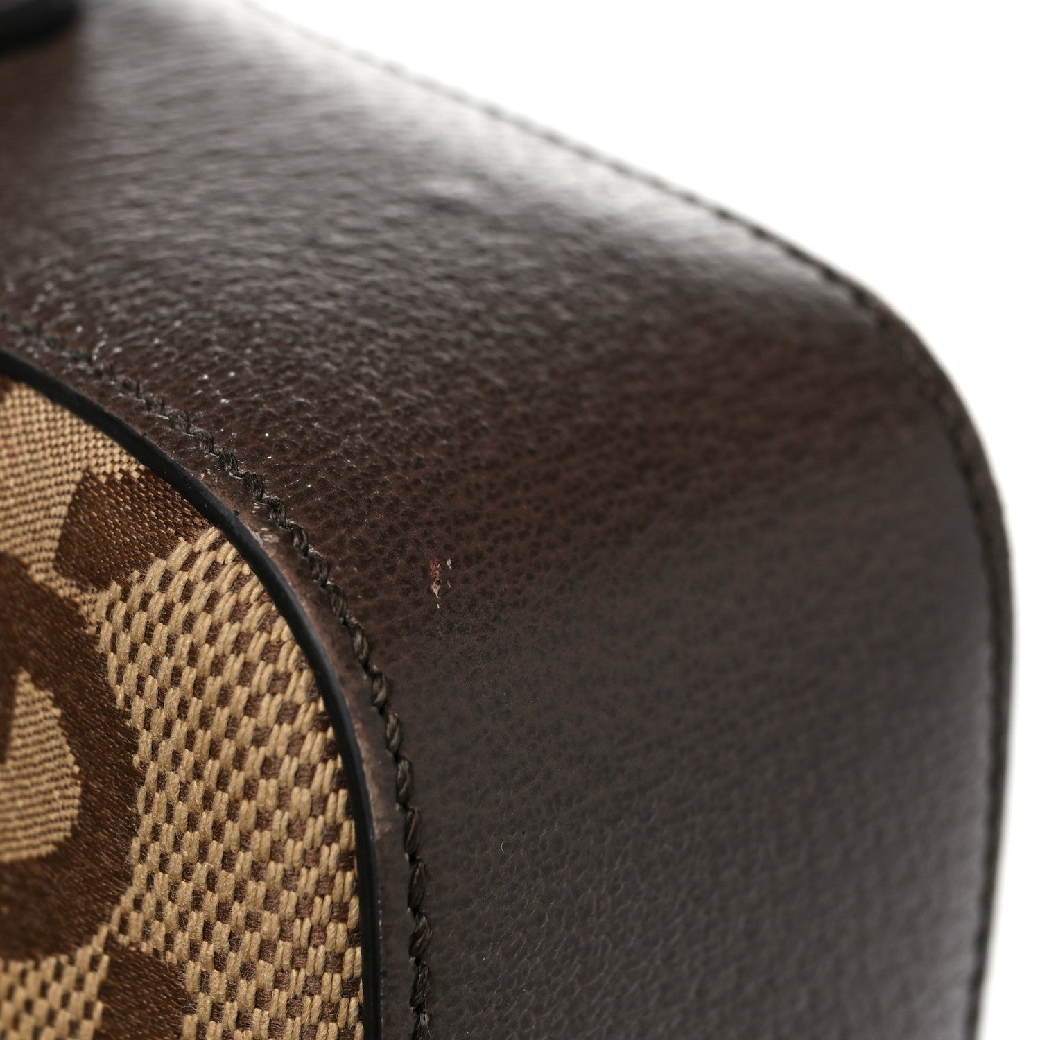Gucci Monogram Jumbo GG Textured Dollar Calfskin Web Messenger Shoulder Bag Camel Ebony New Acero 12 of 15