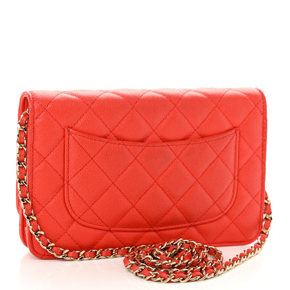 Chanel Caviar Quilted Wallet on Chain WOC Red 3 of 13