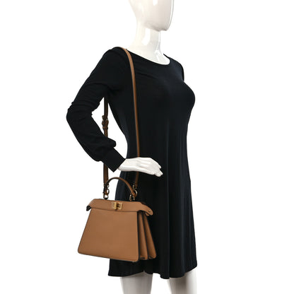 Fendi Vitello Seta Nappa Bi-Color Small Peekaboo I SEE U Satchel Miele Scuro Light Rose Ghianda 2 of 9