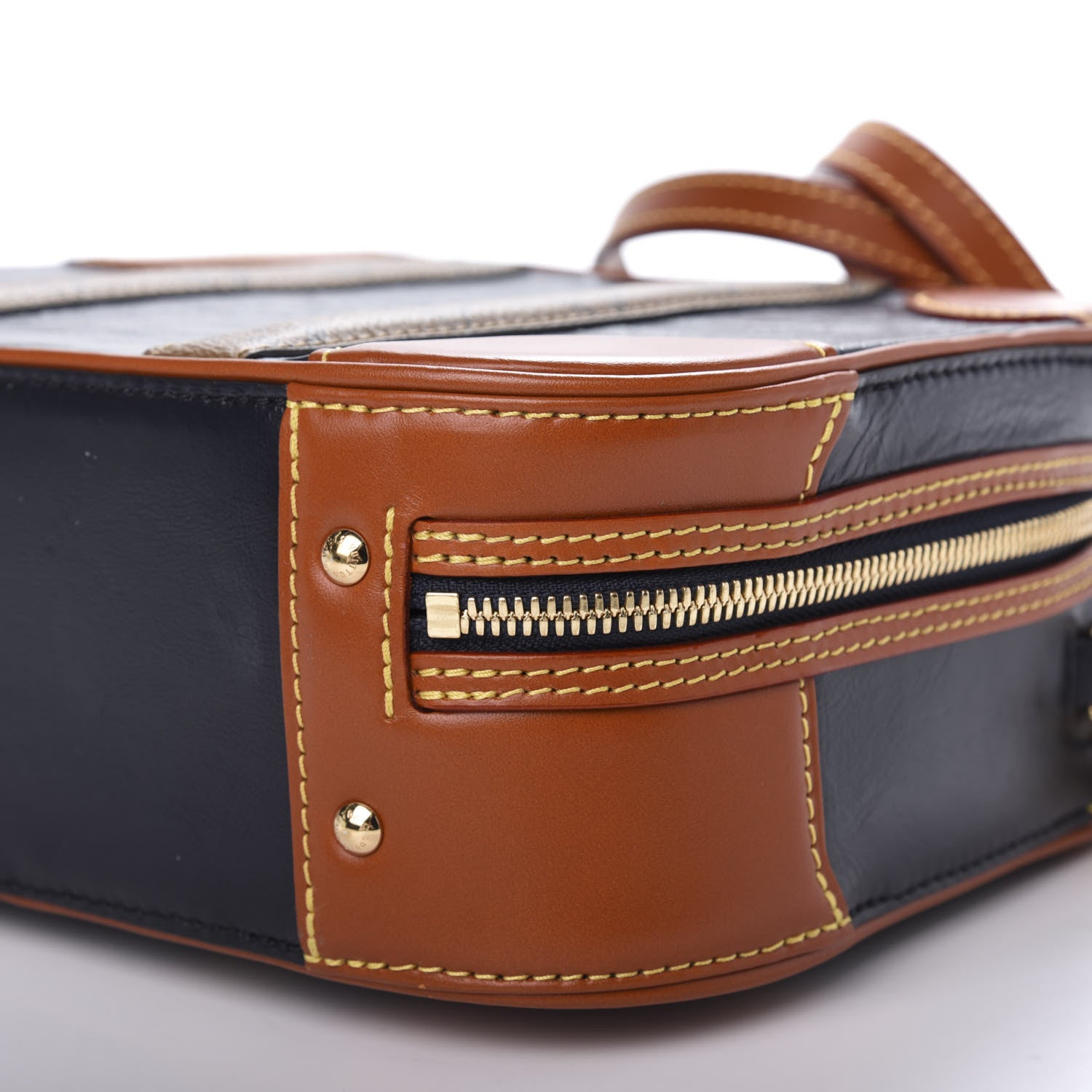 Louis Vuitton Calfskin Reverse Monogram Valisette PM Navy Caramel 7 of 12