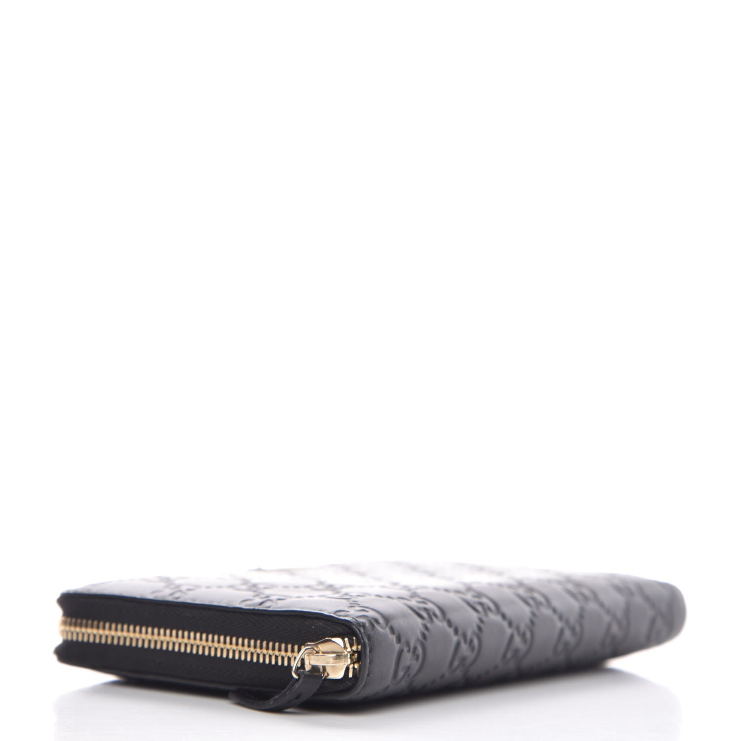 Gucci Guccissima Metal Bar Zip Around Organizer Wallet Black 4 of 13