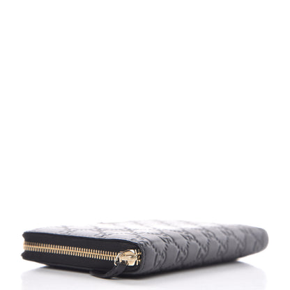 Gucci Guccissima Metal Bar Zip Around Organizer Wallet Black 4 of 13