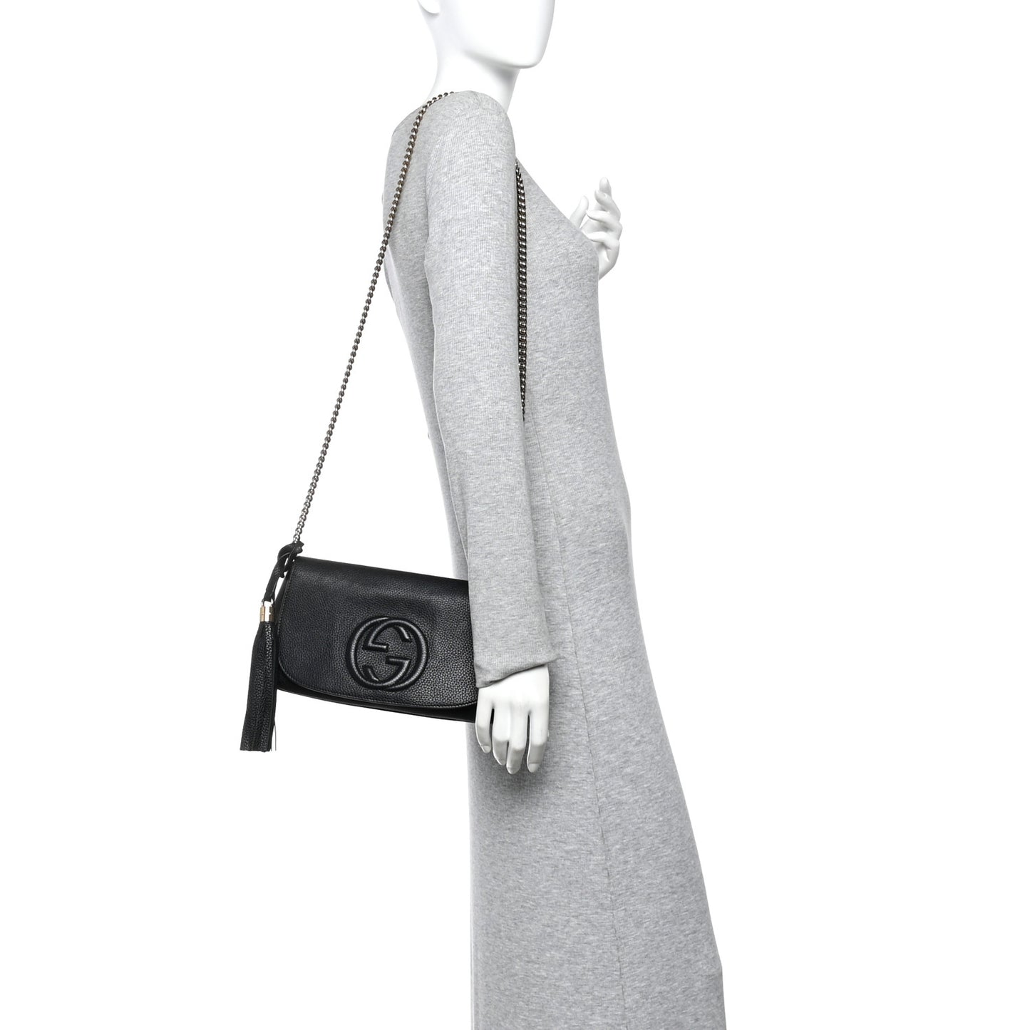 Pebbled Calfskin Medium Soho Flap Crossbody Black