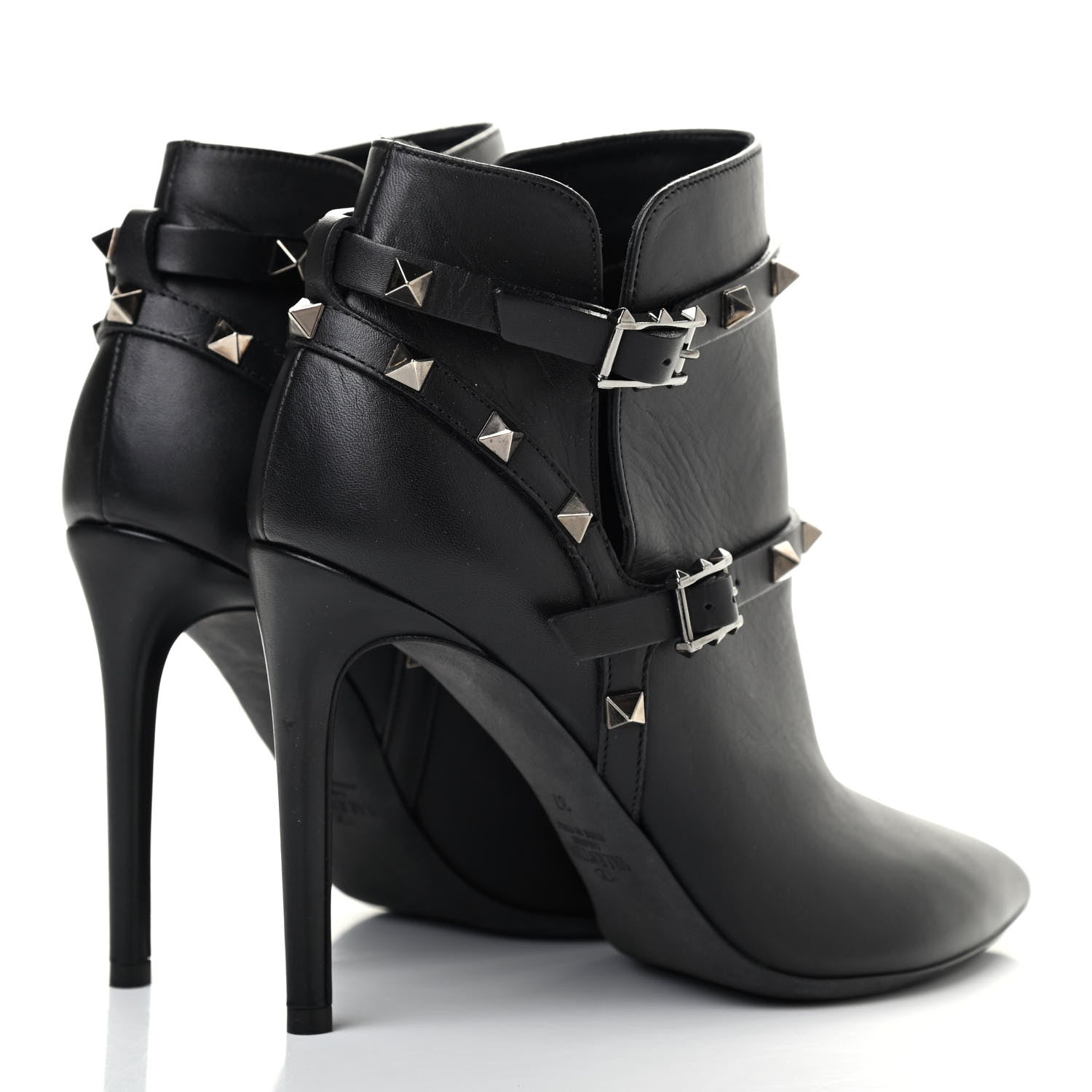Valentino Garavani Calfskin Rockstud Double Buckle 100mm Ankle Boots 37 Black 3 of 4