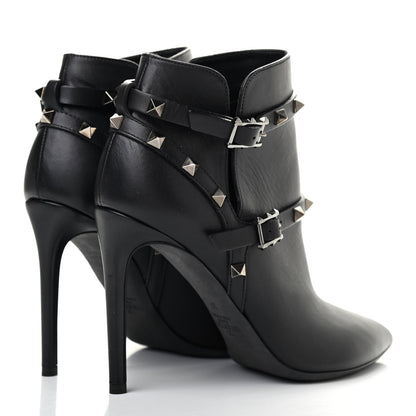 Valentino Garavani Calfskin Rockstud Double Buckle 100mm Ankle Boots 37 Black 3 of 4