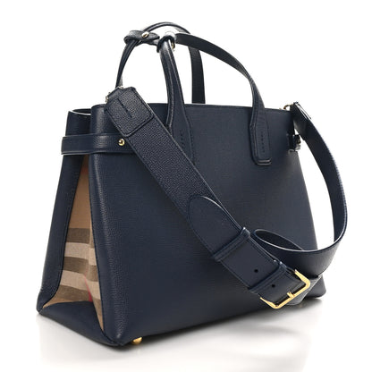 Burberry Derby Calfskin Vintage Check Medium Banner Tote Regency Blue 3 of 9