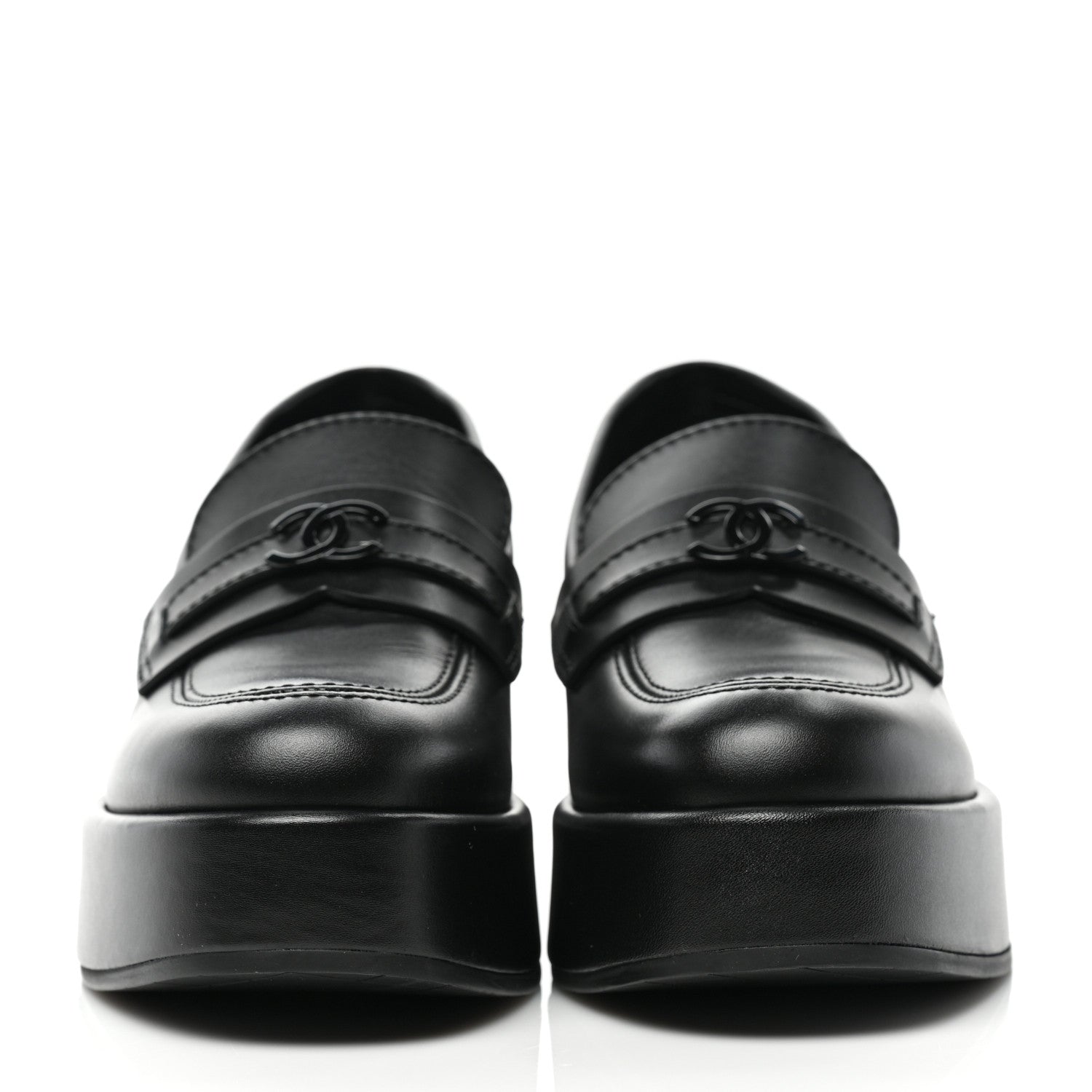 Chanel Calfskin CC Platform Loafers 35 Black 2 of 8