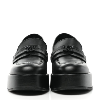 Chanel Calfskin CC Platform Loafers 35 Black 2 of 8