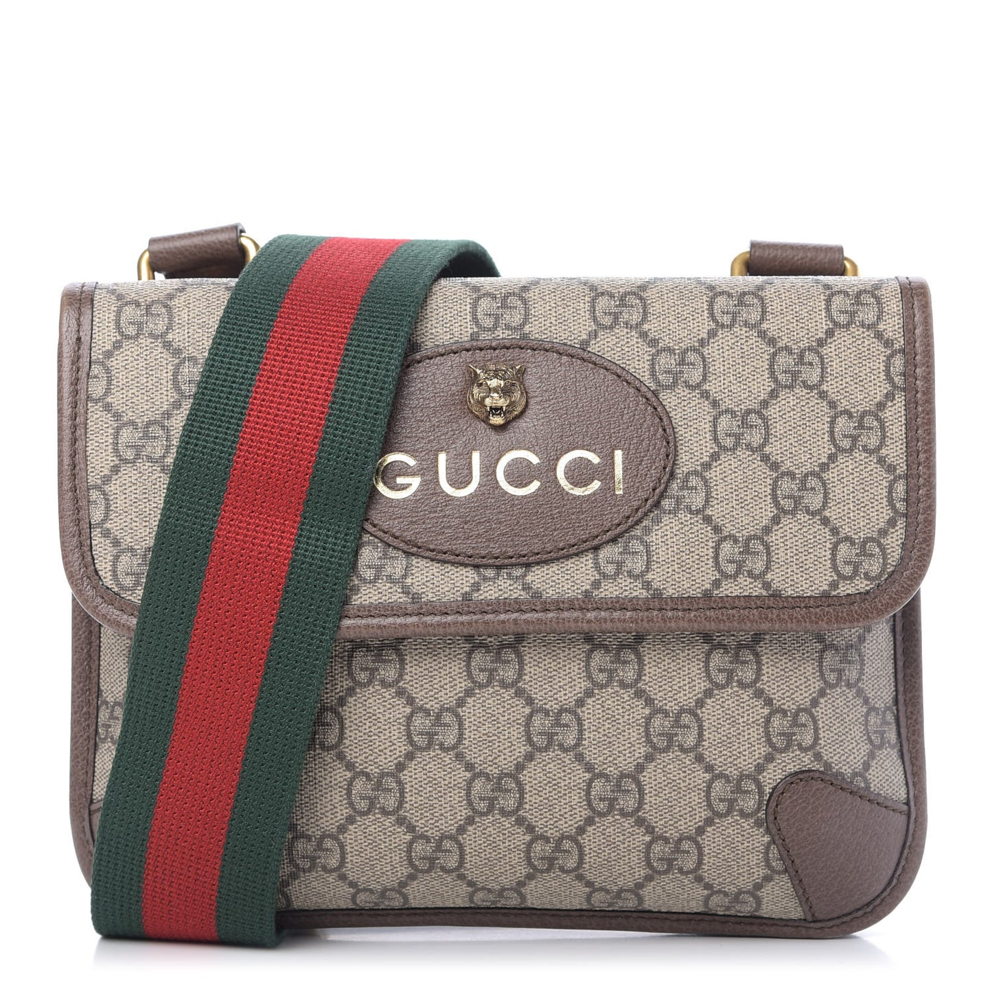 GG Supreme Monogram Web Small Neo Vintage Double Flap Messenger Bag Beige New Acero