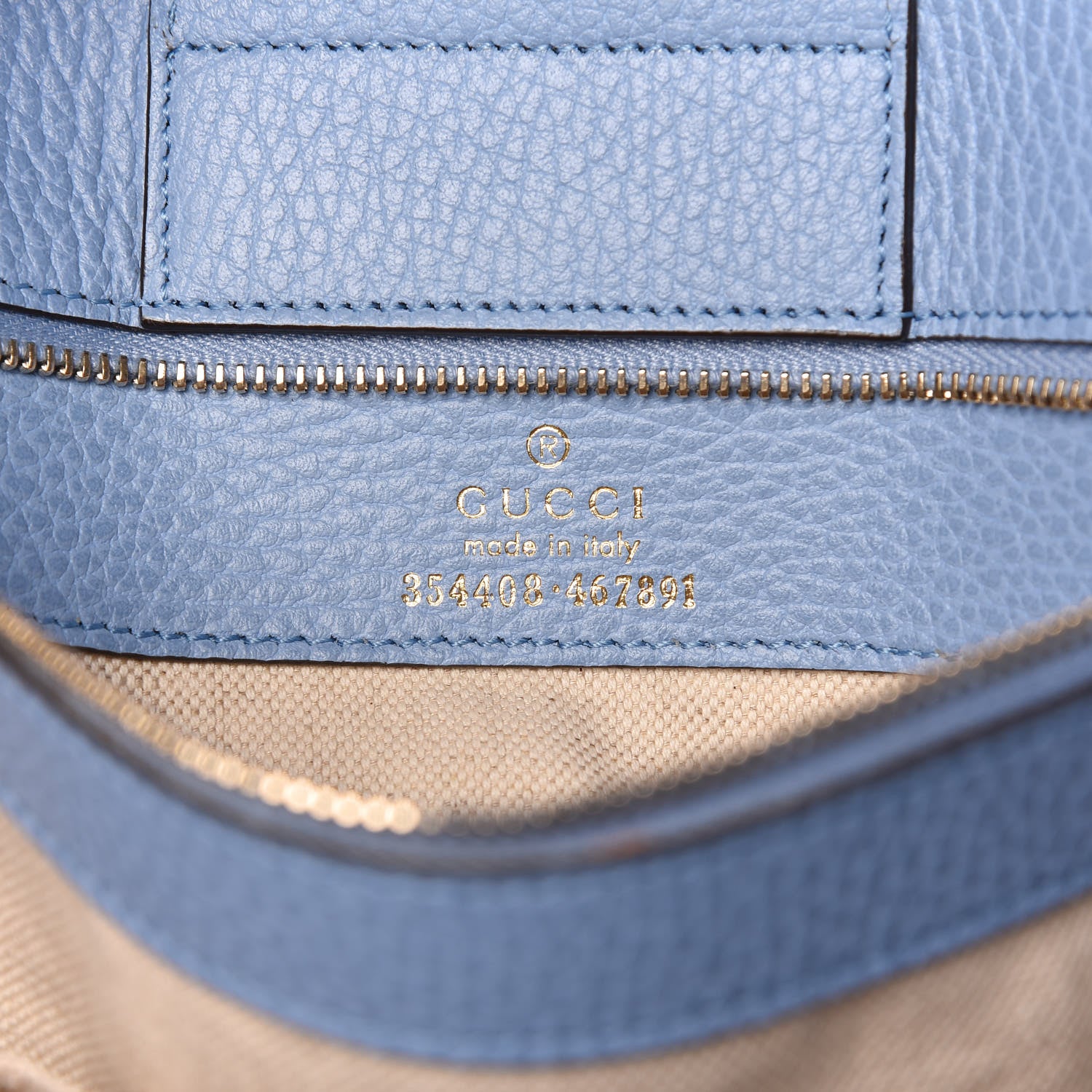 Gucci Dollar Calfskin Small Swing Tote Camelia Mineral Blue 7 of 13