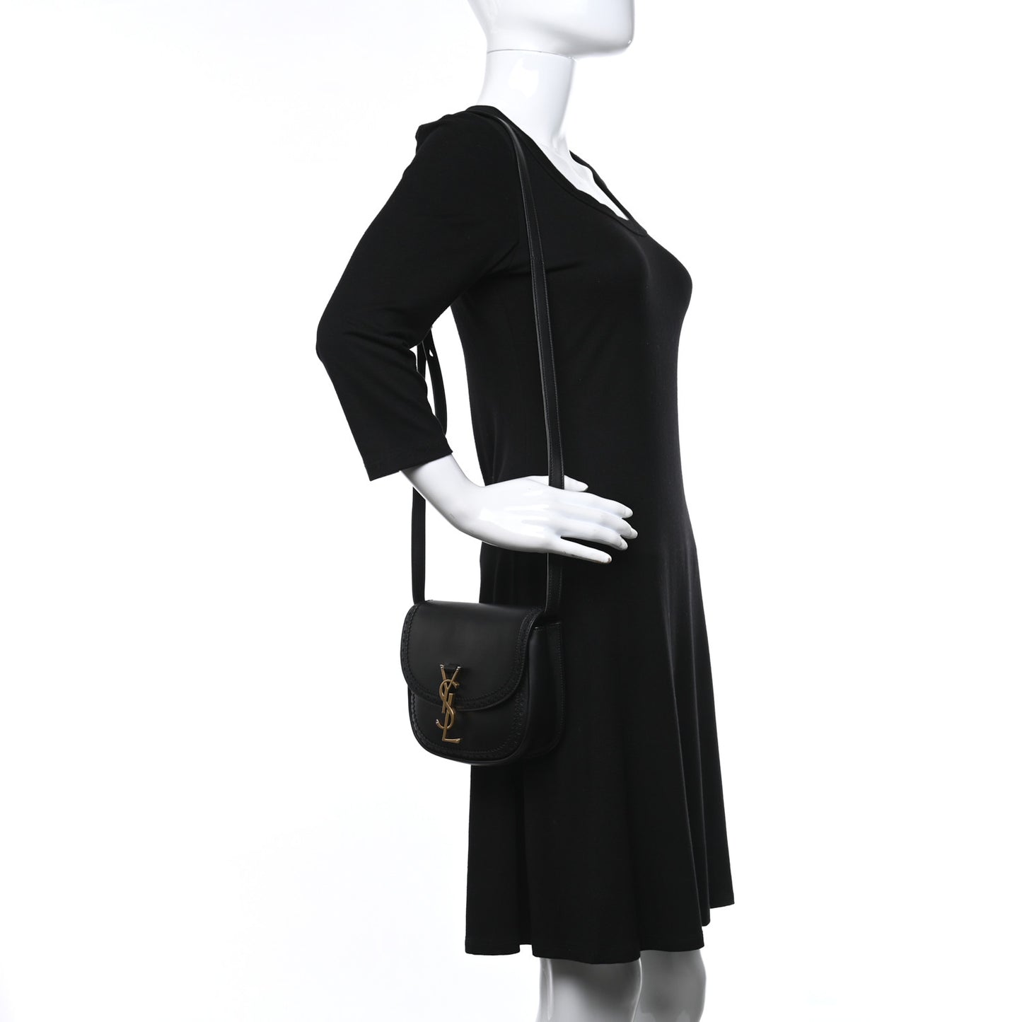 Smooth Calfskin Perforated Classic Monogram Small Kaia Satchel Black