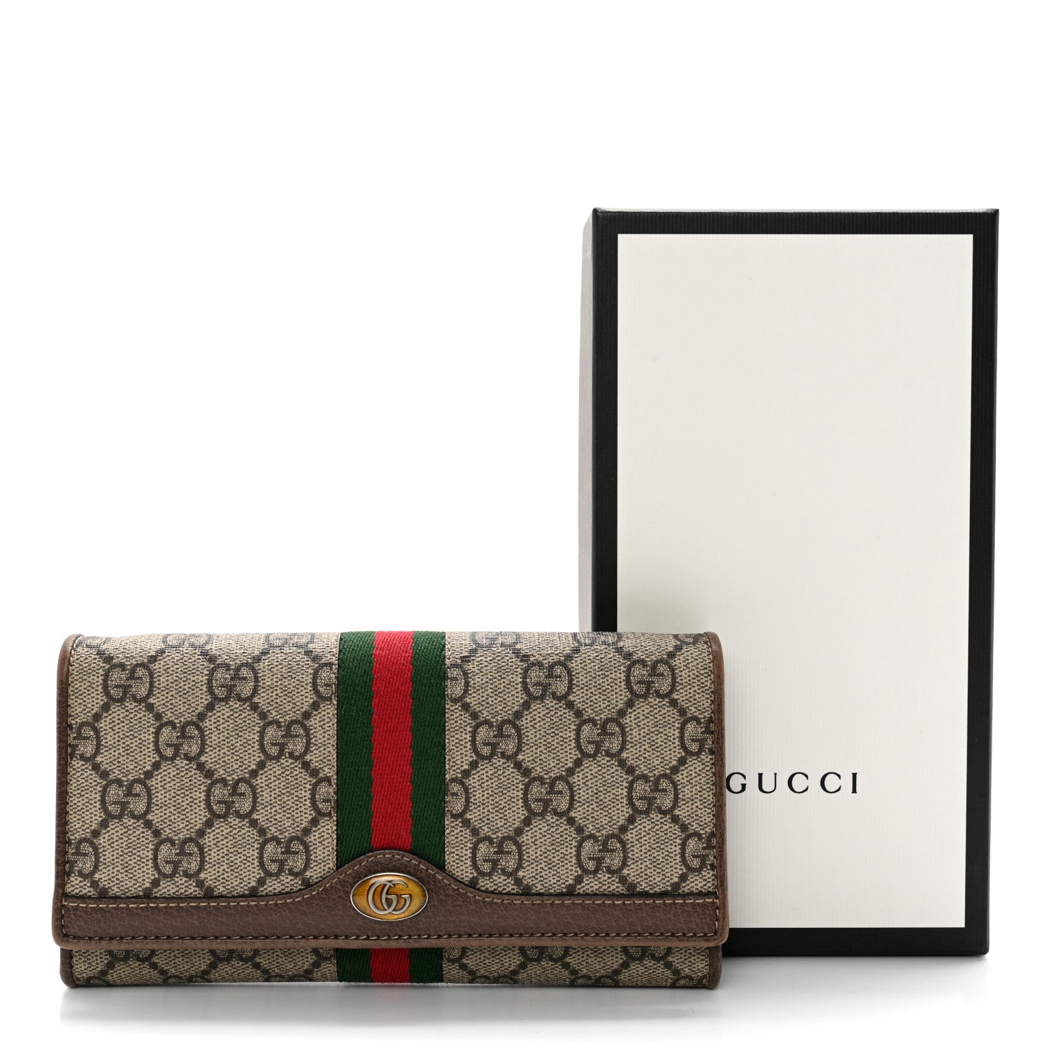 Gucci GG Supreme Monogram Web Ophidia Wallet On Chain Brown 10 of 10