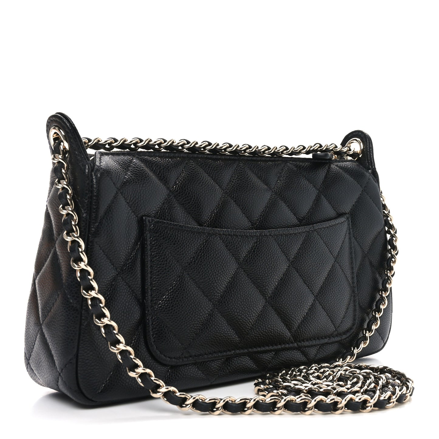 Caviar Quilted Purse With Chain Black