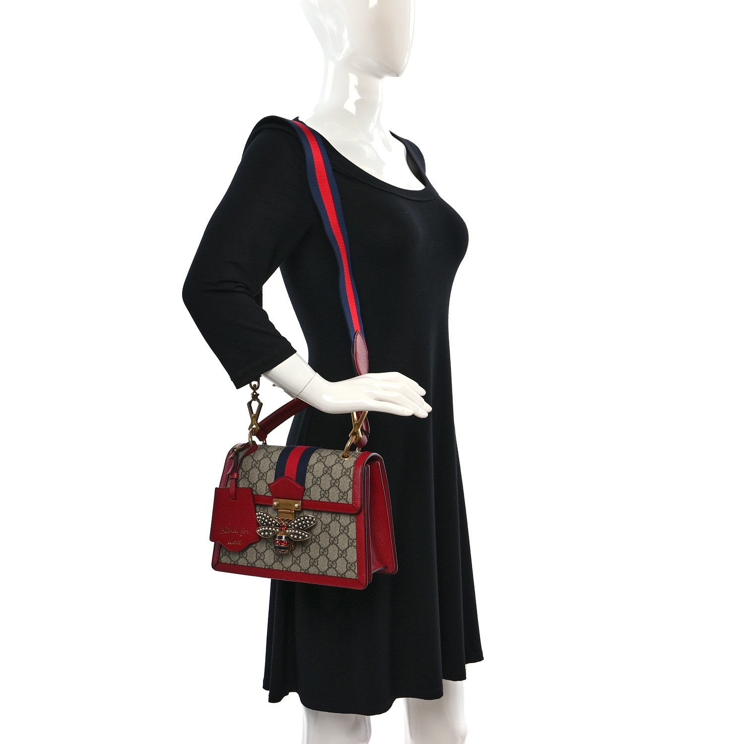 Gucci GG Supreme Monogram Small Queen Margaret Top Handle Bag Red 2 of 7