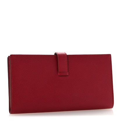 Hermes Epsom Bearn Gusset Wallet Rouge Garance 3 of 10