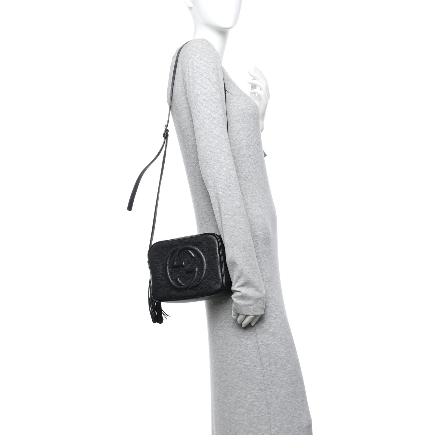 Pebbled Calfskin Small Soho Disco Bag Black