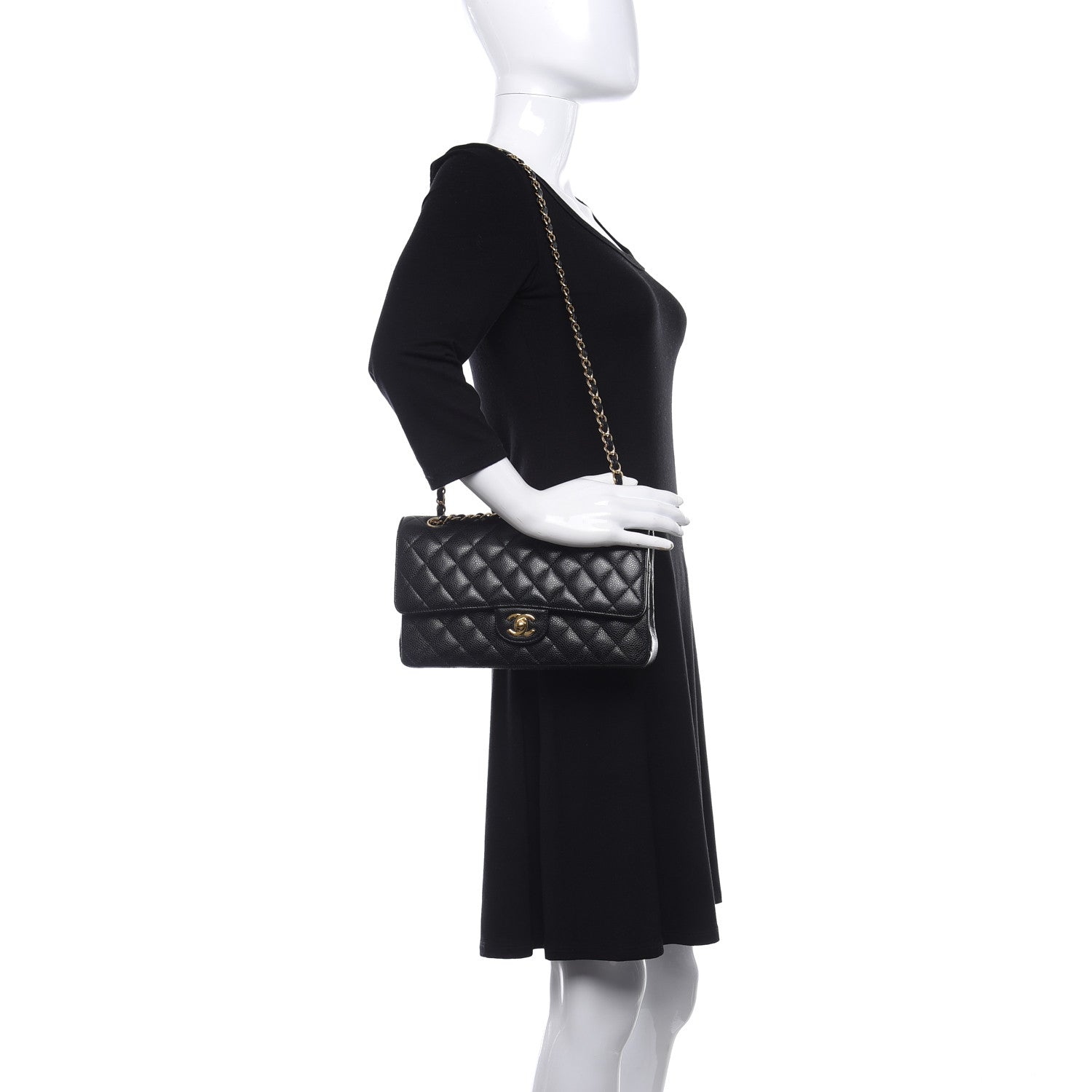 Chanel Caviar Quilted Medium Double Flap Black 2 of 12