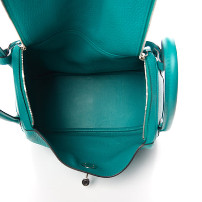 Hermes Taurillon Clemence Lindy 26 Bleu Paon 4 of 8