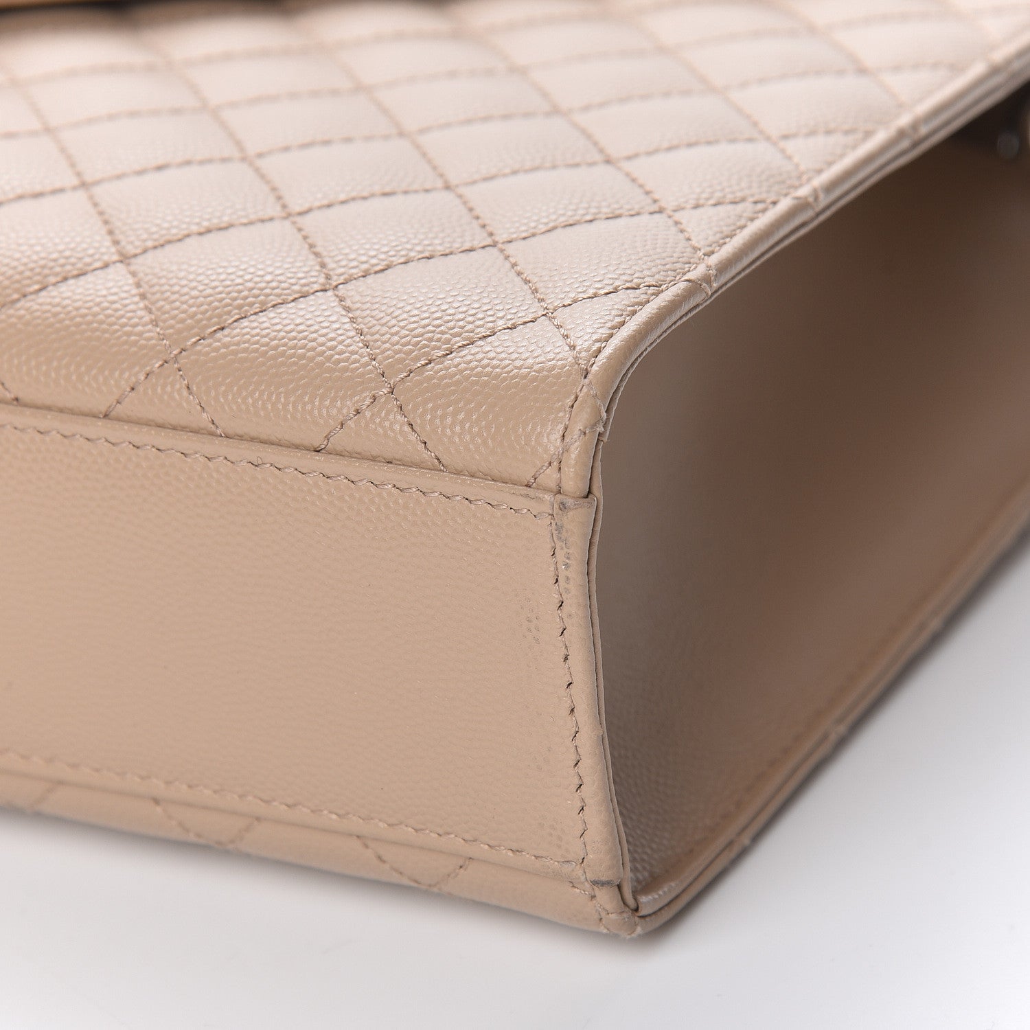 Saint Laurent Grain De Poudre Large Tri-Quilt Monogram Satchel Dark Beige 9 of 11